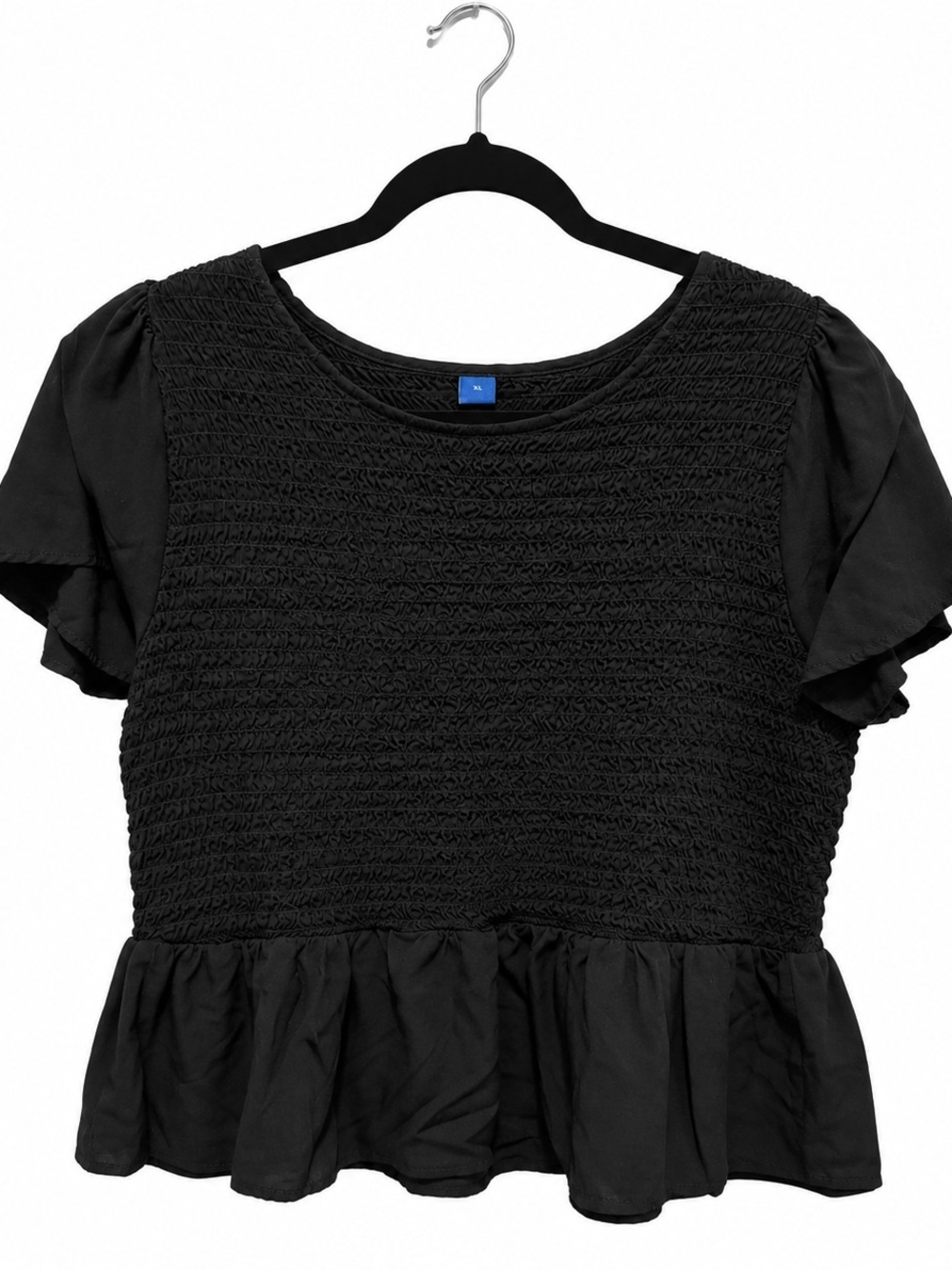 Old Navy Black Smocked Peplum Flutter Sleeve Top XL